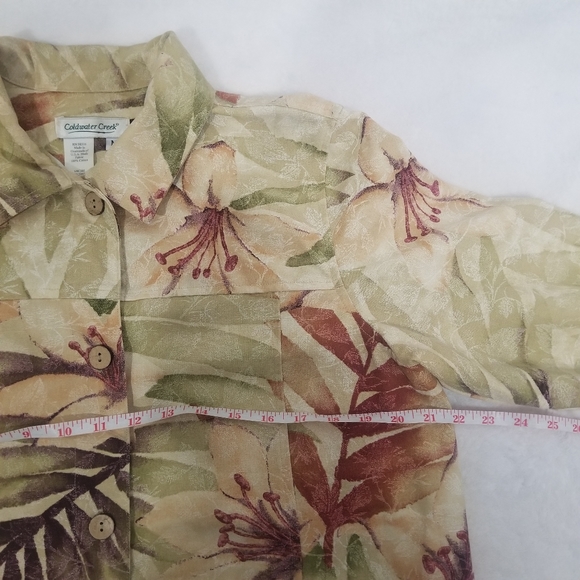 Coldwater Creek Tropical Womens M Cotton Button up Long Sleeve Jacket - Picture 9 of 12